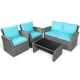 Turquoise cushion armchair from the patio rattan furniture set, featuring a sturdy frame and ergonomic design for.