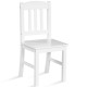 White kids' chair from a study desk set, made of durable pine and MDF, perfect for learning and painting in small.