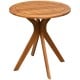 27-inch round bistro table crafted from solid eucalyptus wood, featuring an elegant teak color, ideal for stylish.