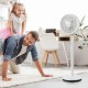 Portable 9-inch oscillating pedestal fan in white with adjustable height and speeds, ideal for home and office use.