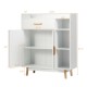 Free standing storage cabinet with 1 drawer, 1 double-door cabinet, and 3 open shelves, made of durable materials.