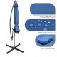 10FT blue offset umbrella with 8 iron ribs, premium waterproof polyester, and tilt adjustment for versatile shade.