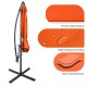 10FT offset umbrella in orange with smooth polyester, 8 iron ribs, and cross base for adjustable shade and stability.