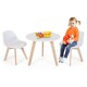 Modern kids activity play table and two chairs set with beech legs, featuring a soft cushion for comfort and ergonomic.