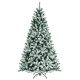 7-foot snow-flocked Christmas tree with 1116 tips and metal stand, featuring warm white lights for festive ambiance.