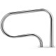 Stainless steel swimming pool handrail with curved design and square base for stability, ideal for easy pool access.