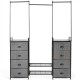 3-in-1 portable dresser with a side view showcasing 8 fabric drawers and hanging rods, perfect for versatile bedroom.