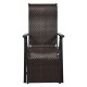 Front view of the patio back adjustable rattan folding lounge recliner with a sleek design, perfect for outdoor comfort.