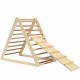 Foldable wooden climbing triangle with ladder for toddlers, made of natural wood, safe for kids aged 6 months to 6.