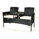 Dimensions of the wicker patio conversation set with removable cushions, showcasing the sturdy steel frame and chic.