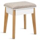Cushioned stool with pine wood legs from a vanity table set, featuring a soft pad for comfortable seating.