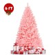 6-foot pink artificial Christmas tree with full-bodied spruce design and sturdy metal stand, perfect for festive.