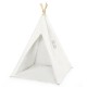 5.5 ft children's play tent in white with side window, featuring durable cotton canvas and easy assembly for.