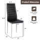 Black PVC leather dining side chair with painted steel legs, showcasing dimensions and weight capacity for elegant.