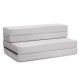 Light gray 4-inch folding sofa bed foam mattress with zip-off cover and carrying handles, perfect for fitness or as a.