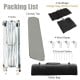Pop-up gazebo packing list including frame, canopy top, sandbags, wind ropes, ground stakes, and roller bag for easy.