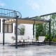 Outdoor aluminum retractable pergola canopy in beige, featuring a robust frame and large 10' x 13' shade for garden.