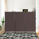 3-panel folding room divider in brown, made of polyester fabric and steel, ideal for creating private spaces in homes.