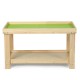 Solid natural pine wood kids activity play table with removable top and double storage for toys and learning activities.