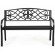 50-inch heavy-duty metal garden bench with a modern backrest, ideal for outdoor spaces like patios and balconies.
