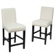Set of two 25-inch beige kitchen chairs with rubber wood legs, featuring soft cushions and ergonomic backrests for.
