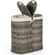 Handwoven gray laundry hamper basket with two removable liner bags, perfect for organizing clothes in any room.