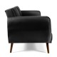 Side view of a black 3 seat convertible sofa bed with adjustable backrest, ideal for small apartments and versatile use.