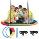 Multicolor 60-inch saucer swing with adjustable ropes, accommodating multiple children for outdoor fun and relaxation.