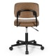 Back view of the brown PU leather adjustable office chair with a spacious backrest and height-adjustable feature for.