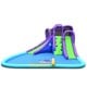 Inflatable water park featuring a tall slide, splashing pool, and octopus design for backyard summer fun.