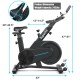 Magnetic exercise bike with adjustable seat and handle, featuring LCD panel and heavy-duty steel frame for home.