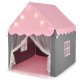 Kids playhouse tent in pink with star lights, mesh windows, and a comfortable mat, perfect for indoor play.