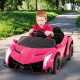 Pink 12V Lamborghini kids ride-on car with realistic driving mode, LED headlights, and parental control features for.