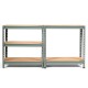 5-tier gray steel shelving unit with adjustable MDF shelves, ideal for heavy-duty storage in garage or workshop.