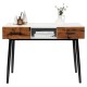 42-inch industrial console table with two drawers, featuring a sleek design and sturdy metal legs for entryway storage.