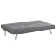 Convertible sofa bed in gray with overstuffed backrest and cushion, designed for comfort and compact living spaces.