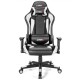Racing style gaming chair in white with adjustable armrests and high back for ergonomic support while gaming or working.