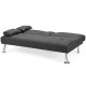 Dark gray convertible folding futon sofa bed with removable armrests and two cup holders, ideal for compact spaces.