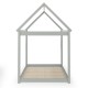 Gray kids platform floor bed with roof and heavy-duty slats, designed for stability and fun DIY customization.