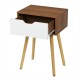 End side storage drawer nightstand with solid wooden legs, showcasing a compact design and ample storage for small.