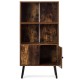 2-tier retro bookcase with 3 compartments, featuring open shelves and a concealed door for rustic storage solutions.