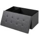 Foldable dark gray storage ottoman with tufted design, roomy interior, and removable storage bin for versatile.
