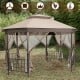 Octagonal 10’x12’ brown patio gazebo showcasing a spacious design with reinforced legs and breathable fabric for.