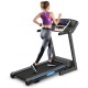 Folding electric treadmill with 2.25 HP motor, adjustable incline, and 5" LCD display for home workouts.