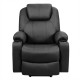 Black electric power lift recliner chair with massage functions, lumbar heating, and cup holders for ultimate comfort.
