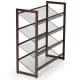 Four-tier metal shoe rack with mesh shelves, ideal for compact entryway storage of up to 16 pairs of shoes.