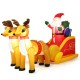 Side view of the inflatable Santa on sled with double deer, showcasing waterproof fabric and festive design for outdoor.
