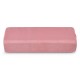 Yoga bolster pillow in pink with washable cover and carry handle, designed for comfort and support during yoga.