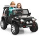 Kids electric ride-on truck in black with parental remote control, featuring lights, sounds, and spring suspension for.