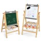 Kids art easel showcasing a sturdy wooden frame, adjustable height, and versatile double-sided surfaces for creative.
